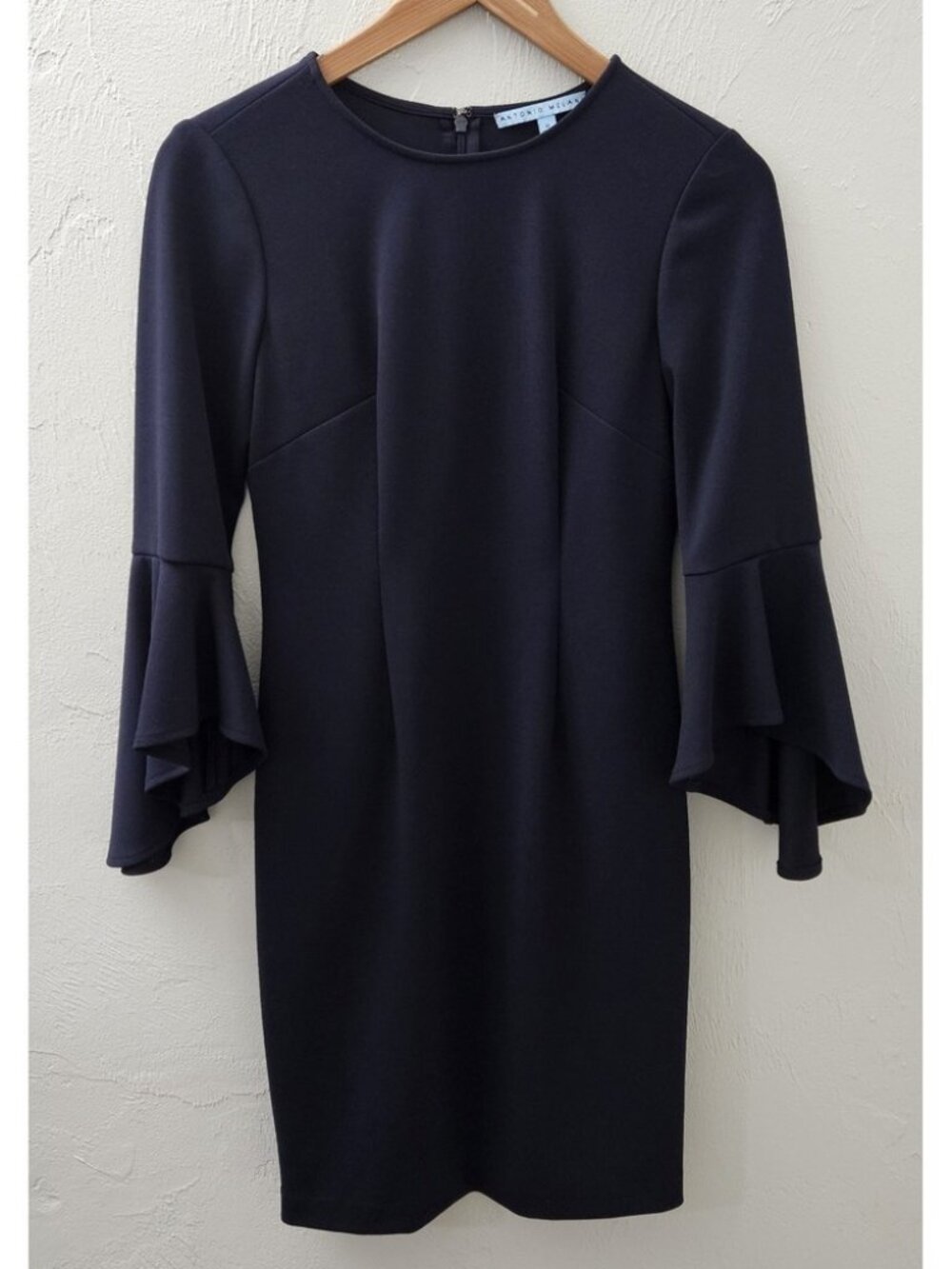 Antonio Melani Navy Bell Sleeve Sheath Mini Dress